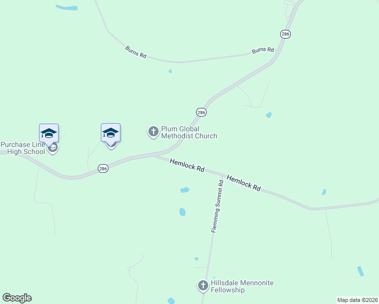 map of restaurants, bars, coffee shops, grocery stores, and more near 17254 Route 286 Highway East in Commodore