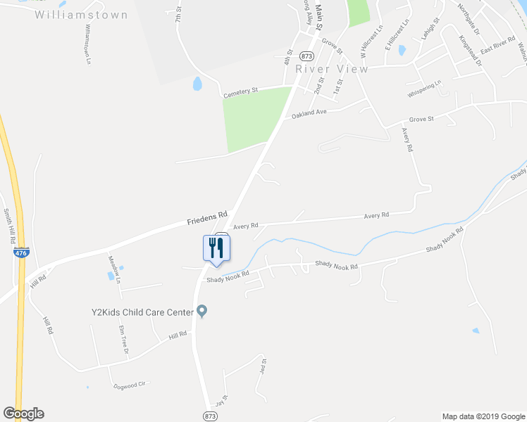 map of restaurants, bars, coffee shops, grocery stores, and more near 2965 Avery Road in Slatington