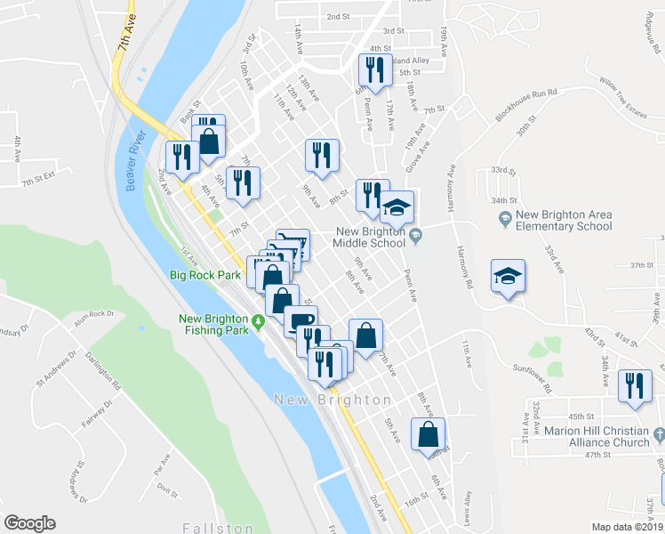 map of restaurants, bars, coffee shops, grocery stores, and more near 922 8th Avenue in New Brighton