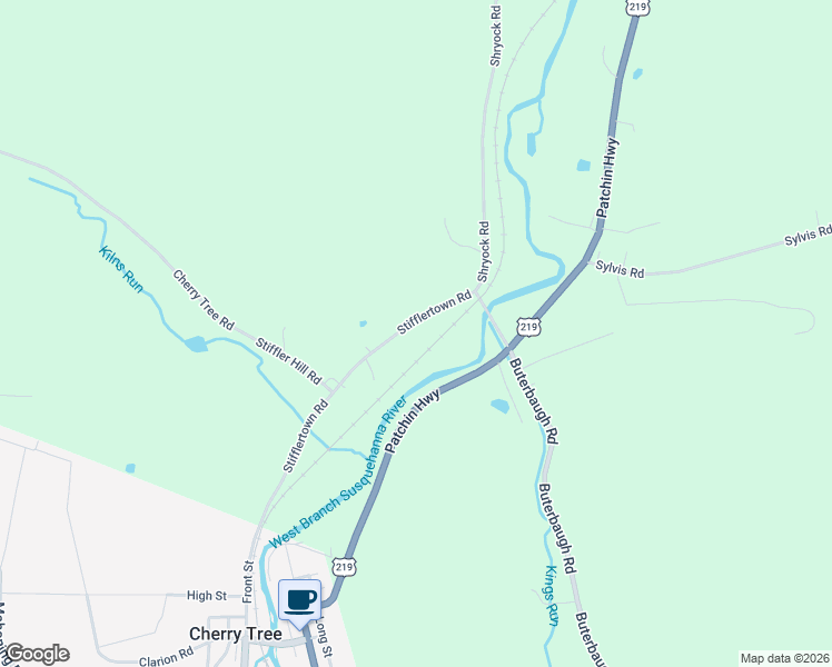map of restaurants, bars, coffee shops, grocery stores, and more near 988-998 Stifflertown Road in Cherry Tree
