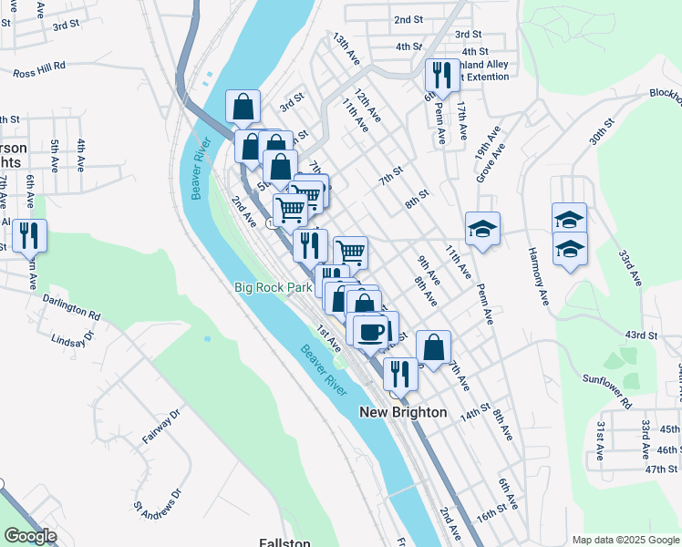 map of restaurants, bars, coffee shops, grocery stores, and more near 822 5th Ave in New Brighton