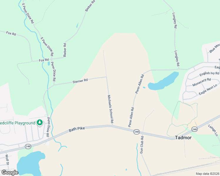 map of restaurants, bars, coffee shops, grocery stores, and more near 3236 Michaels School Road in Nazareth