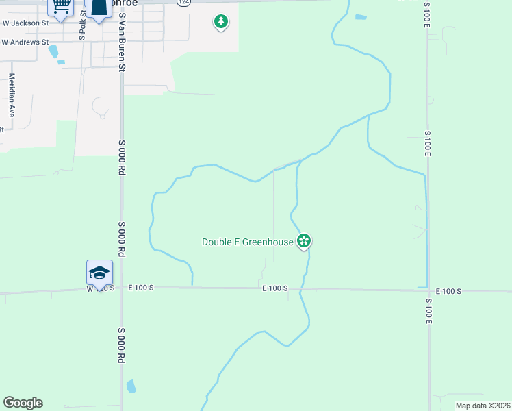 map of restaurants, bars, coffee shops, grocery stores, and more near 495 East 100 South in Monroe