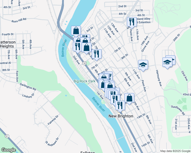 map of restaurants, bars, coffee shops, grocery stores, and more near 727 3rd Avenue in New Brighton
