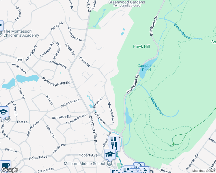 map of restaurants, bars, coffee shops, grocery stores, and more near 46 Farley Road in Essex County