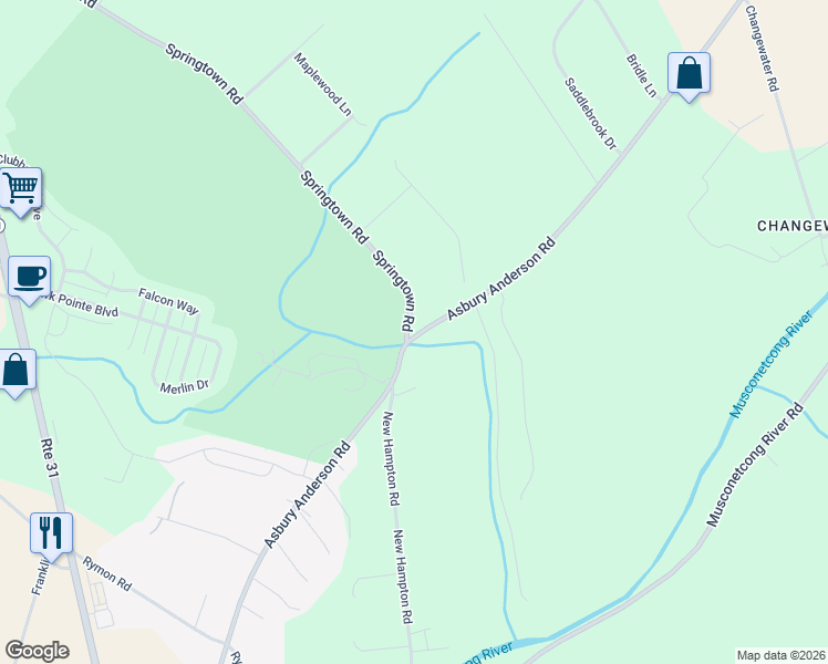 map of restaurants, bars, coffee shops, grocery stores, and more near 127 East Asbury Anderson Road in Washington