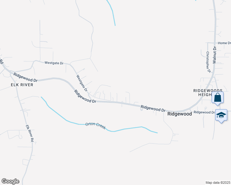 map of restaurants, bars, coffee shops, grocery stores, and more near 1175 Ridgewood Drive in Eureka