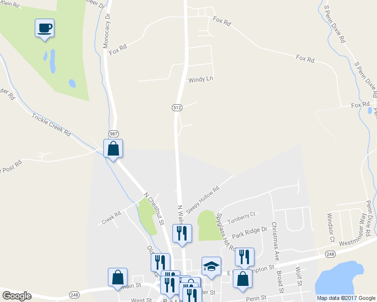 map of restaurants, bars, coffee shops, grocery stores, and more near 403 North Walnut Street in Bath