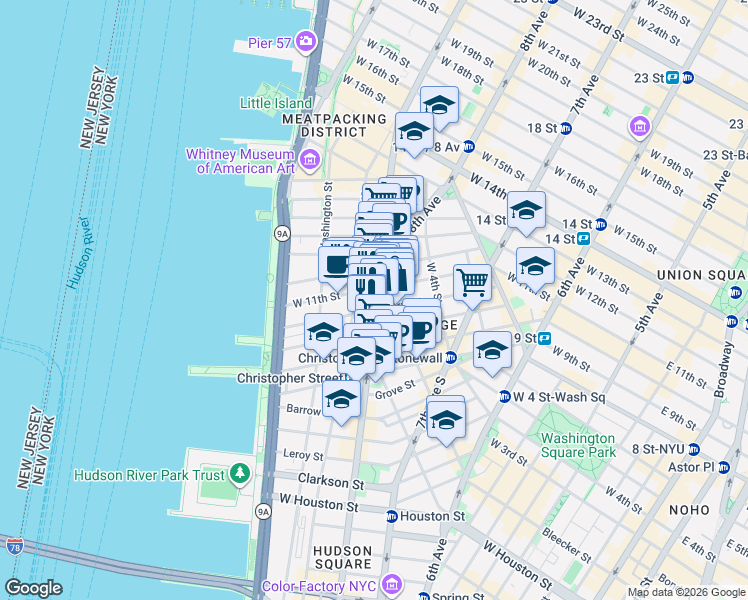map of restaurants, bars, coffee shops, grocery stores, and more near in New York