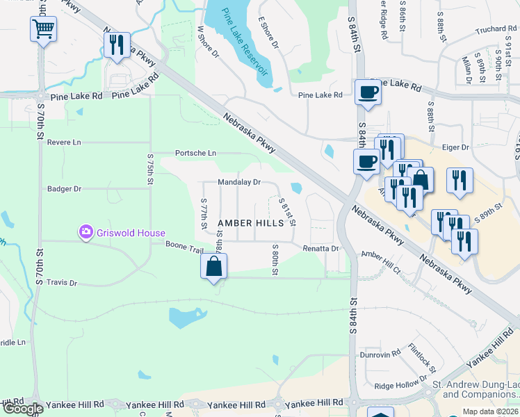 map of restaurants, bars, coffee shops, grocery stores, and more near in Lincoln