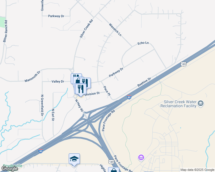 map of restaurants, bars, coffee shops, grocery stores, and more near 7143 Pace Place in Park City