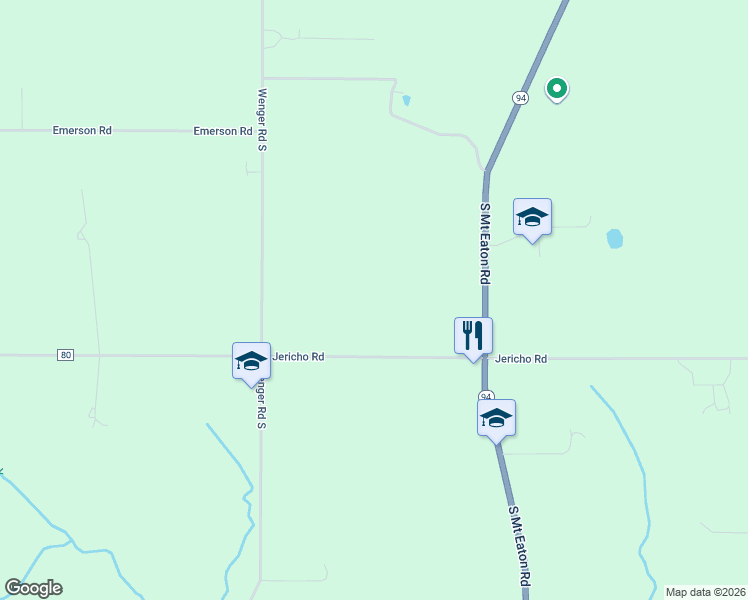 map of restaurants, bars, coffee shops, grocery stores, and more near 15820 Jericho Road in Dalton