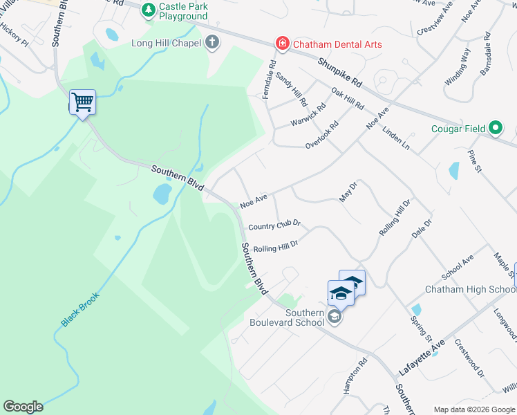 map of restaurants, bars, coffee shops, grocery stores, and more near 216 Noe Avenue in Chatham Township