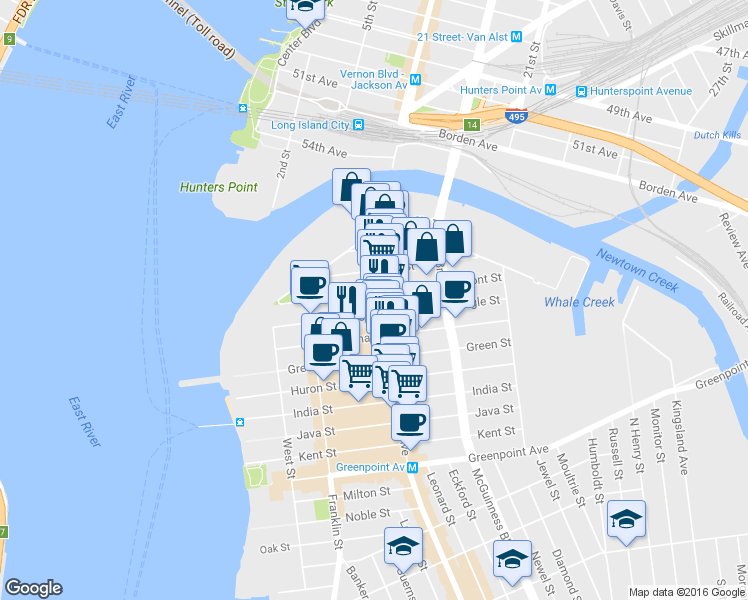 map of restaurants, bars, coffee shops, grocery stores, and more near 1059 Manhattan Avenue in Brooklyn