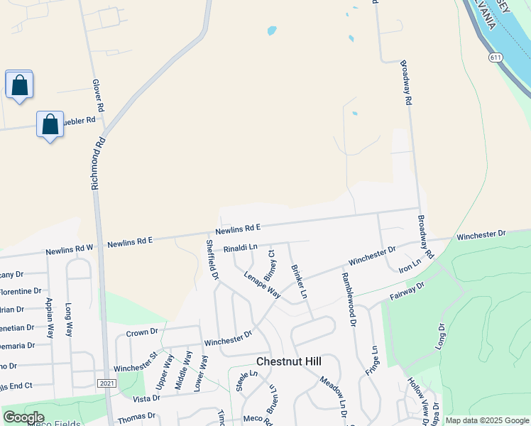map of restaurants, bars, coffee shops, grocery stores, and more near 500 Newlins Rd E in Easton