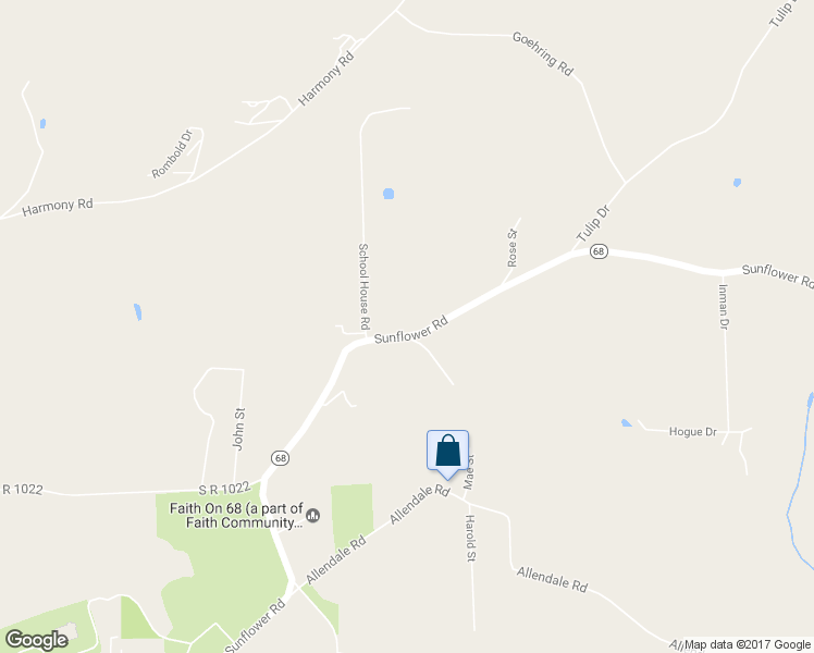 map of restaurants, bars, coffee shops, grocery stores, and more near 509 Pennsylvania 68 in New Brighton