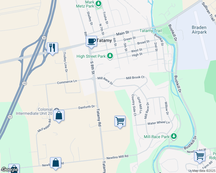 map of restaurants, bars, coffee shops, grocery stores, and more near 50 Mill Brook Court in Easton