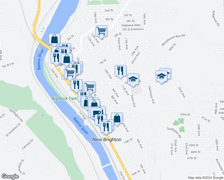 map of restaurants, bars, coffee shops, grocery stores, and more near 916 9th Avenue in New Brighton