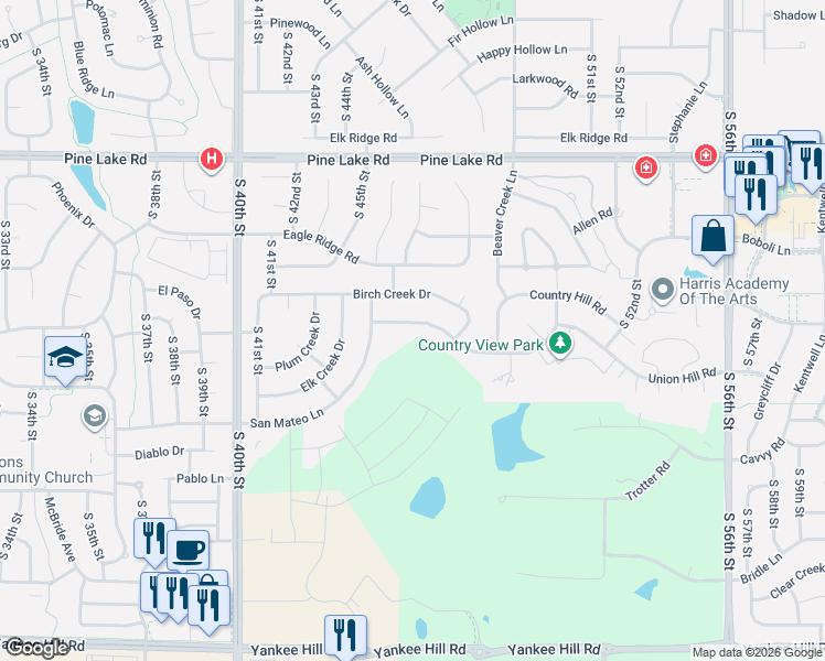 map of restaurants, bars, coffee shops, grocery stores, and more near 4533 Union Hill Road in Lincoln