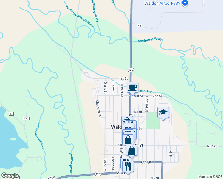 map of restaurants, bars, coffee shops, grocery stores, and more near 188 Grant Street in Walden