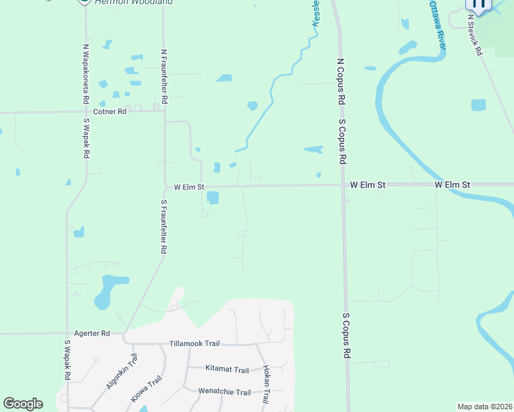map of restaurants, bars, coffee shops, grocery stores, and more near 395 Wildbrook Ln in Elida
