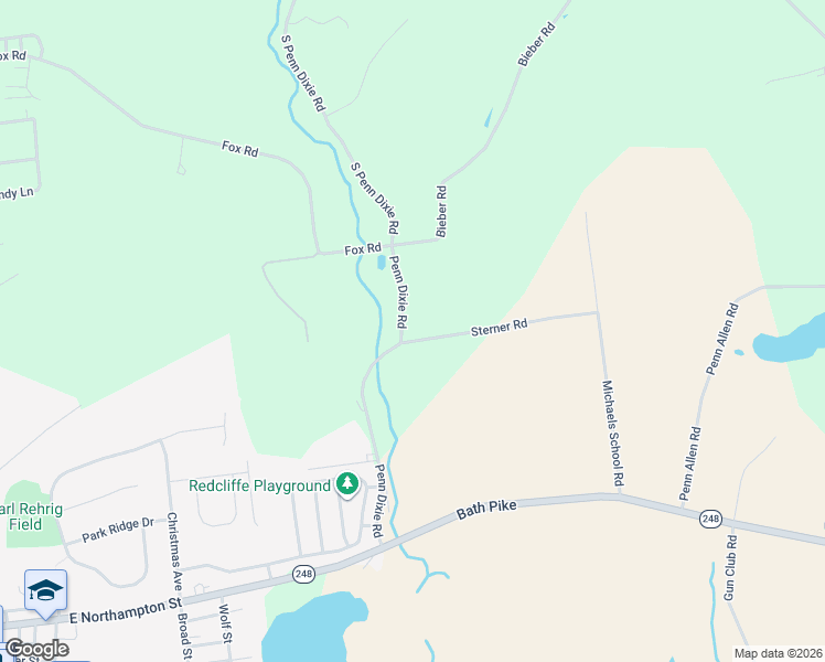 map of restaurants, bars, coffee shops, grocery stores, and more near 3175 Penn Dixie Road in Nazareth