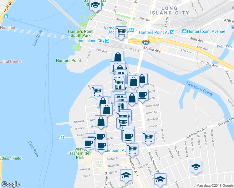 map of restaurants, bars, coffee shops, grocery stores, and more near 1059 Manhattan Avenue in Brooklyn
