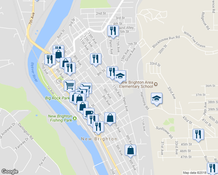 map of restaurants, bars, coffee shops, grocery stores, and more near 917 10th Avenue in New Brighton