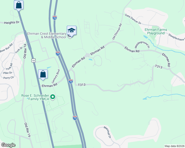 map of restaurants, bars, coffee shops, grocery stores, and more near 719 Stockton Ridge in Cranberry Township