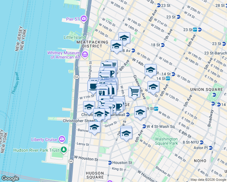map of restaurants, bars, coffee shops, grocery stores, and more near in New York
