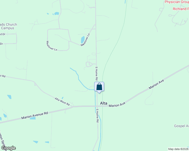 map of restaurants, bars, coffee shops, grocery stores, and more near 847-975 South Home Road in Mansfield