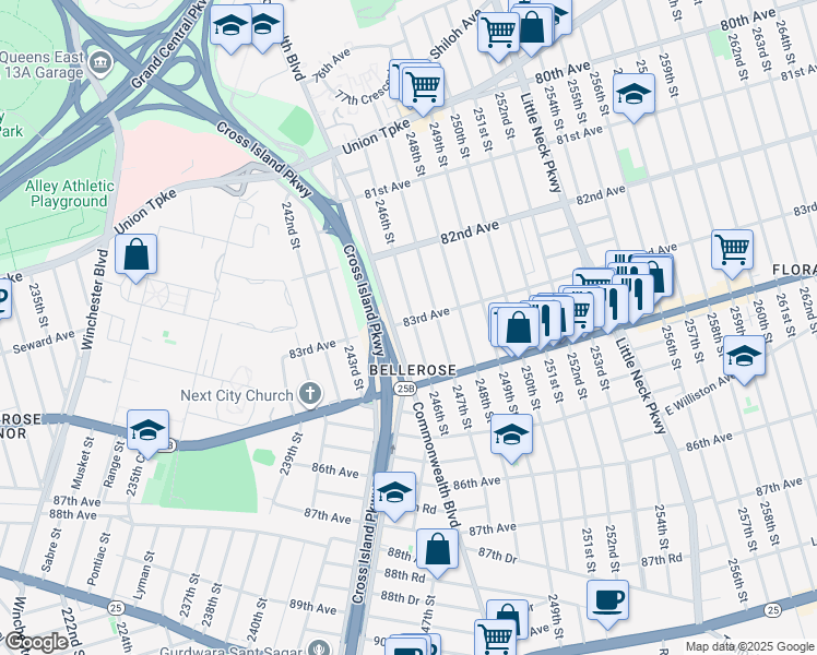 map of restaurants, bars, coffee shops, grocery stores, and more near in Queens