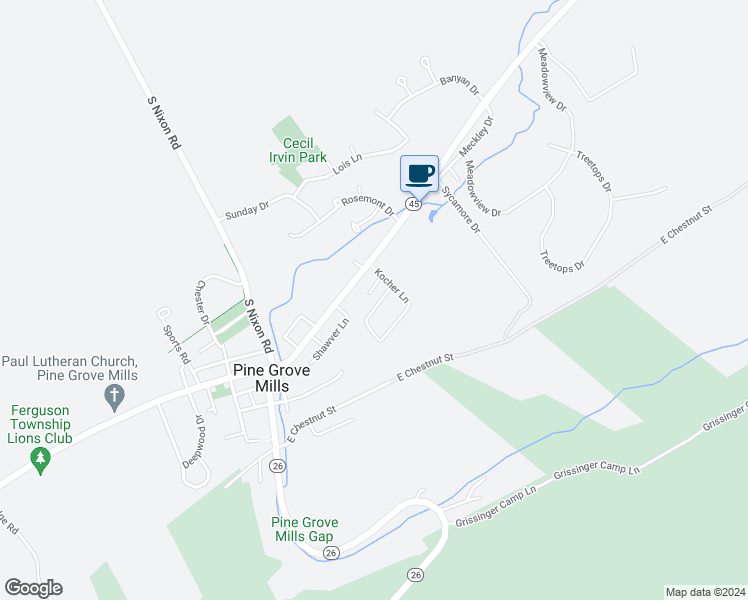 map of restaurants, bars, coffee shops, grocery stores, and more near 233 Beechnut Street in State College