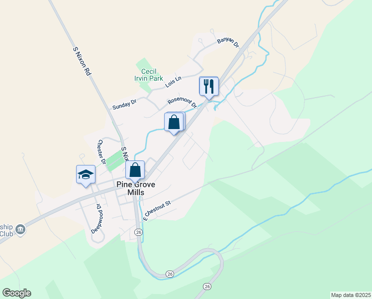 map of restaurants, bars, coffee shops, grocery stores, and more near 233 Beechnut Street in State College