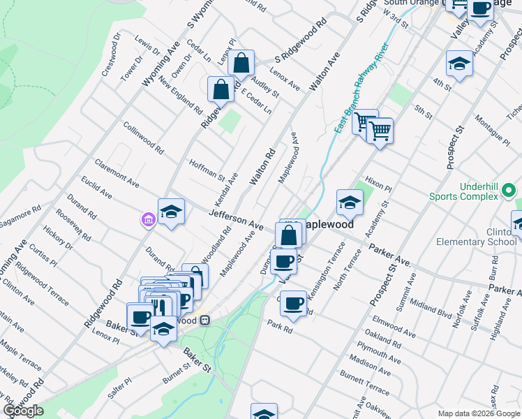 map of restaurants, bars, coffee shops, grocery stores, and more near 40 Jefferson Avenue in Maplewood