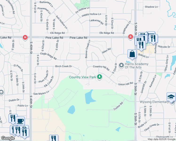 map of restaurants, bars, coffee shops, grocery stores, and more near 7431 Union Hill Circle in Lincoln
