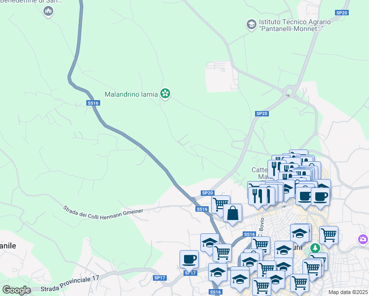 map of restaurants, bars, coffee shops, grocery stores, and more near Contrada Malandrino in Provincia di Brindisi