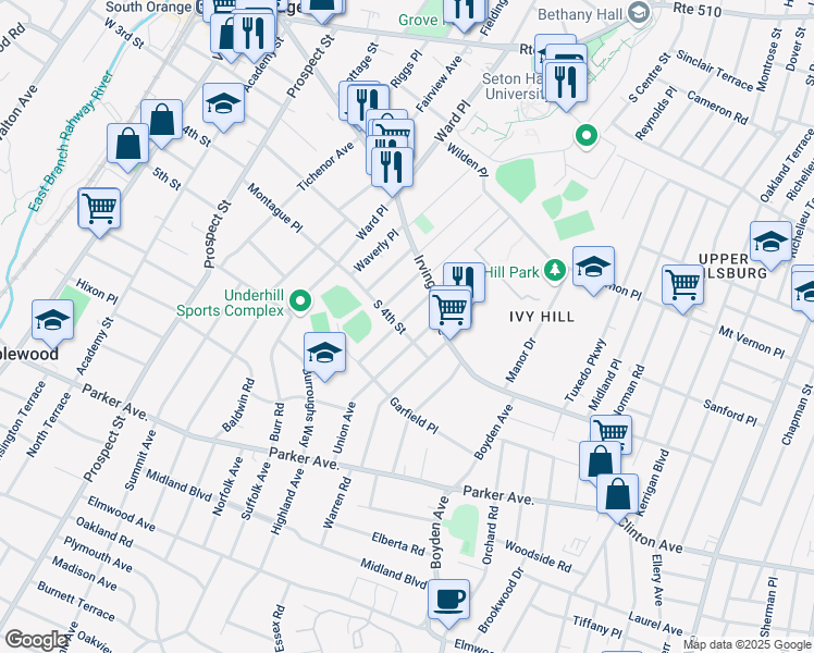 map of restaurants, bars, coffee shops, grocery stores, and more near 475 South 4th Street in Maplewood