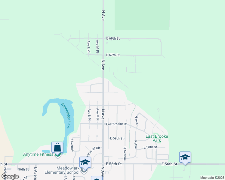 map of restaurants, bars, coffee shops, grocery stores, and more near 1403 65th Street Place in Kearney
