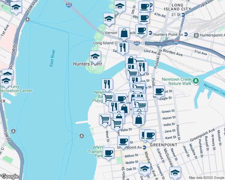 map of restaurants, bars, coffee shops, grocery stores, and more near 6 Blue Slip in Brooklyn