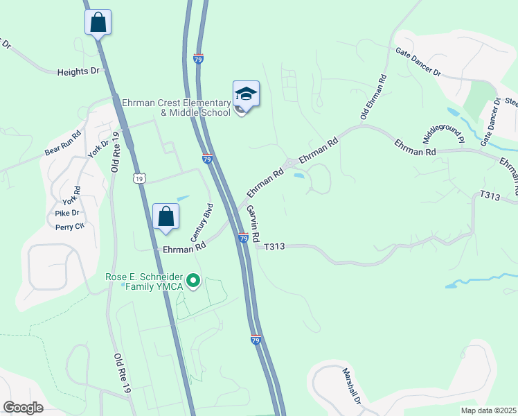 map of restaurants, bars, coffee shops, grocery stores, and more near 313 Stockton Ridge in Cranberry Township