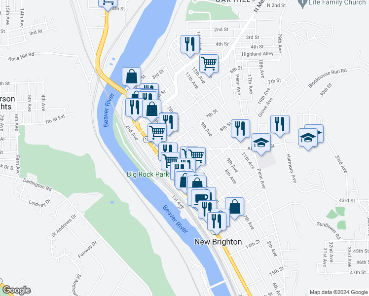 map of restaurants, bars, coffee shops, grocery stores, and more near 722 6th Avenue in New Brighton