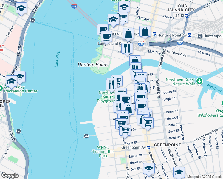 map of restaurants, bars, coffee shops, grocery stores, and more near 2 Blue Slip in Brooklyn