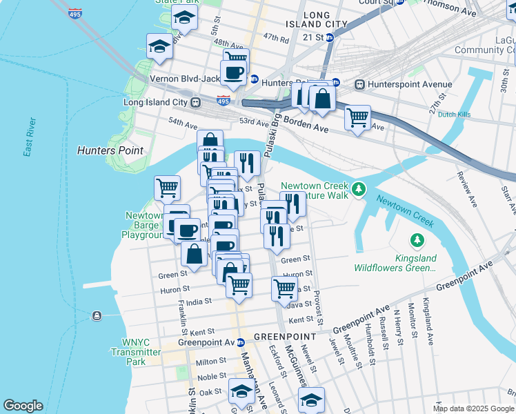 map of restaurants, bars, coffee shops, grocery stores, and more near in Brooklyn