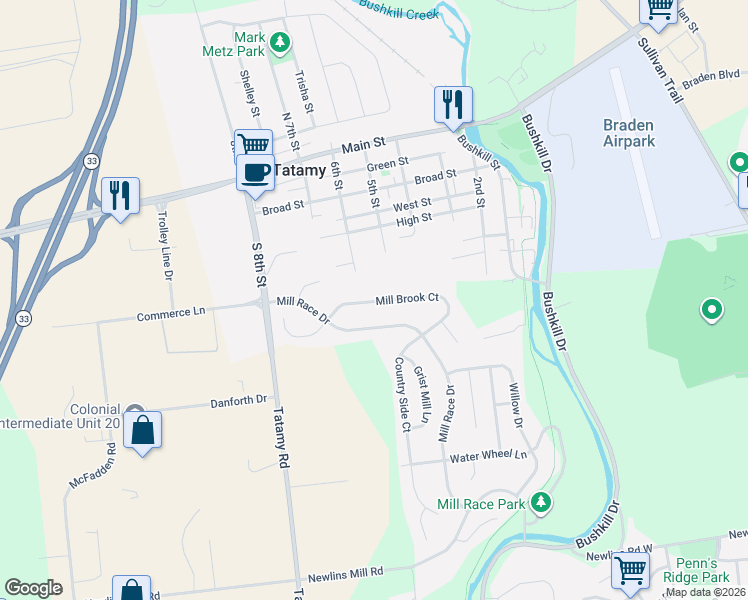 map of restaurants, bars, coffee shops, grocery stores, and more near 29 Mill Brook Court in Easton