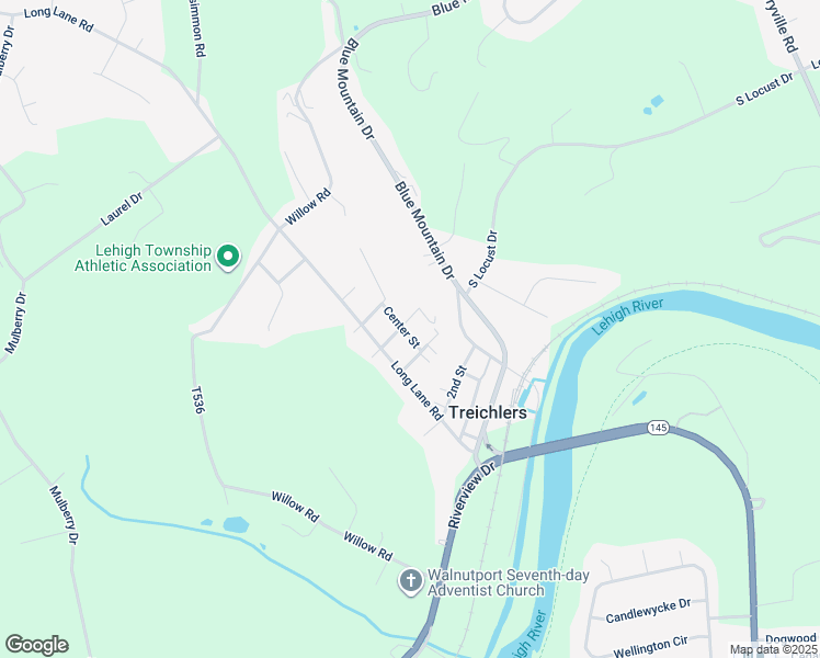 map of restaurants, bars, coffee shops, grocery stores, and more near 356 Center Street in Walnutport