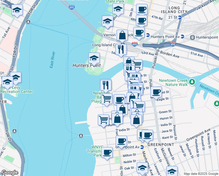 map of restaurants, bars, coffee shops, grocery stores, and more near 6 Blue Slip in Brooklyn
