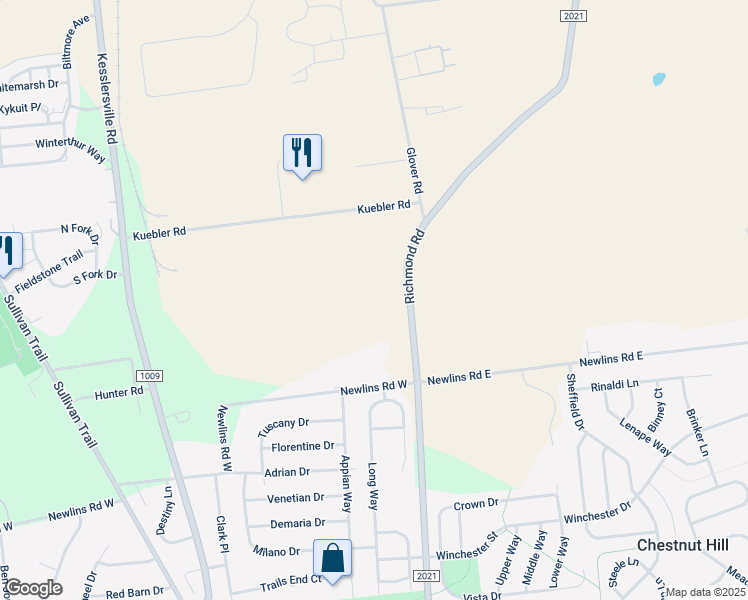 map of restaurants, bars, coffee shops, grocery stores, and more near 3200 Richmond Road in Easton