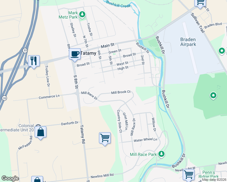 map of restaurants, bars, coffee shops, grocery stores, and more near 29 Mill Brook Court in Easton