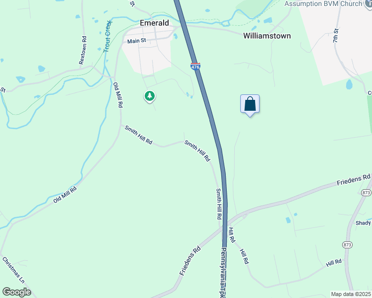 map of restaurants, bars, coffee shops, grocery stores, and more near 3442 Smith Hill Rd in Slatington